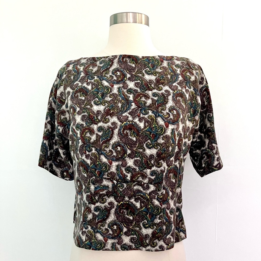 Vintage 50’s paisley bow front shirt top